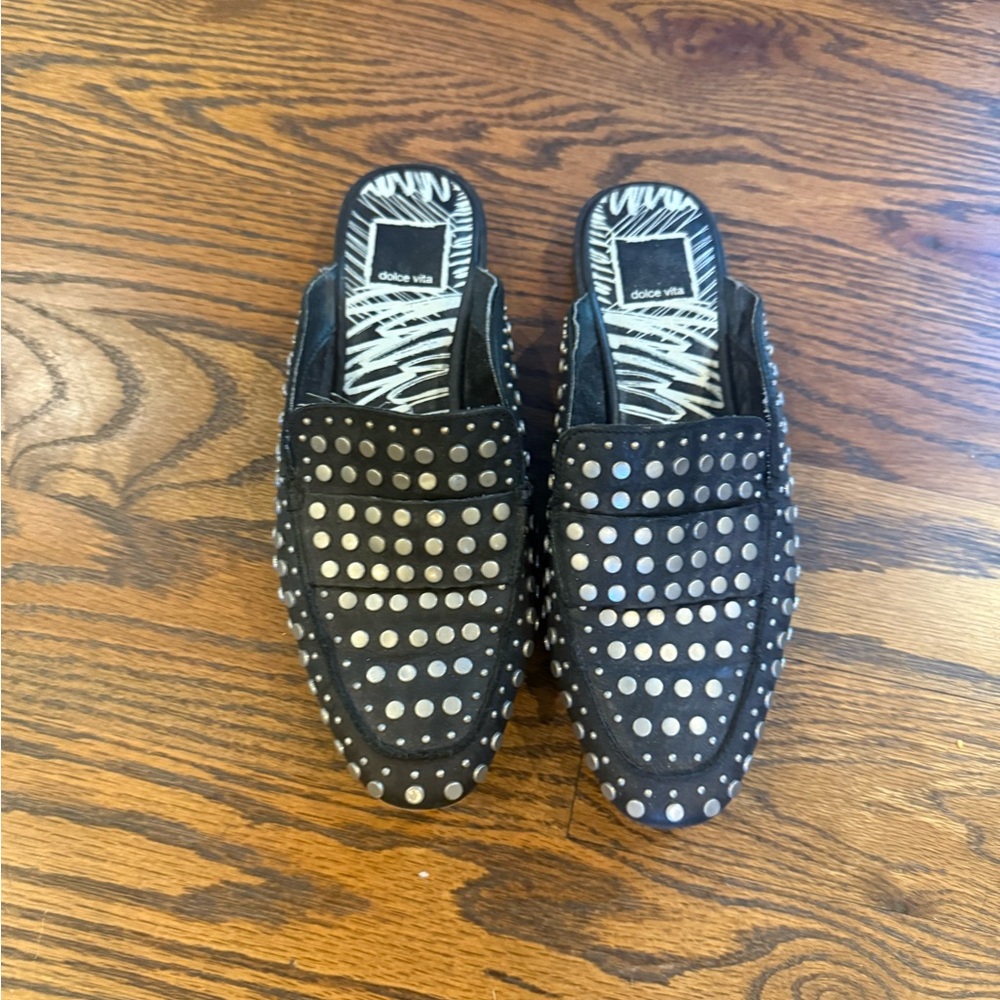 Dolce vita Black and White Studded Slip-On Loafers